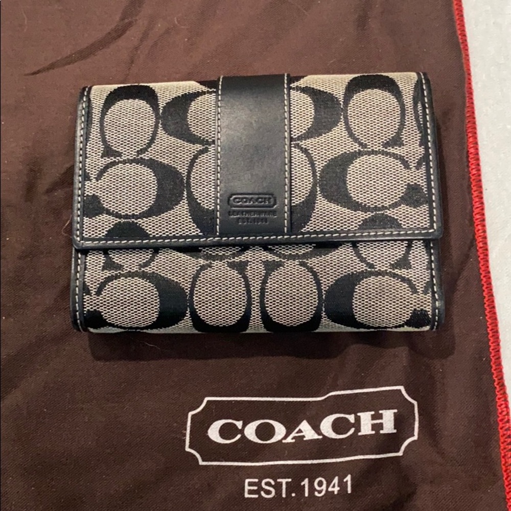 Coach small black monogram wallet